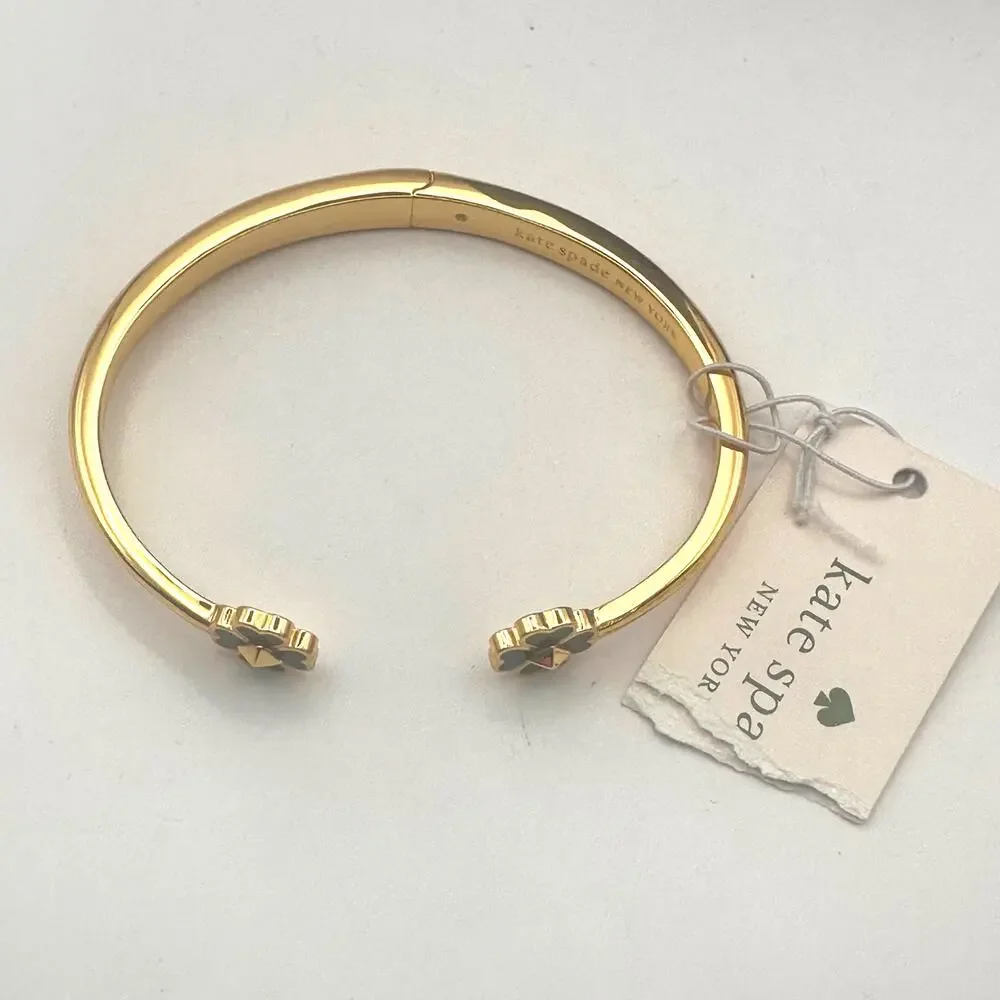 KATE SPADE Black Spades & Studs Cuff Bracelet Gold Plated Designer Bracelet - Picture 11 of 11